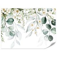 FOTOTAPETE für Schlafzimmer Aquarell Blätter Blumen Weiß 350x256 - Gelb/Weiß, Papier (350/256cm) - Muralo