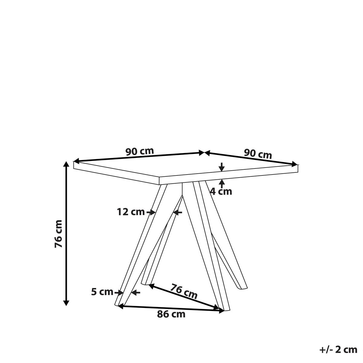 GARTENTISCH Faserzement grau 90/90 cm Olbia - Hellbraun/Grau, Stein (90/90/76cm) - Beliani