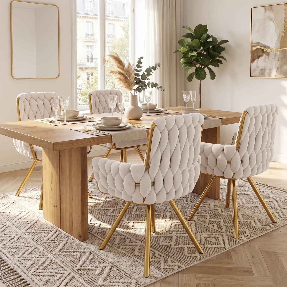 ESSZIMMERSTUHL 2er set samt gepolstert drehbar metallgestell mit armlehnen - Beige, Textil (63/87/55cm) - Urban Meuble