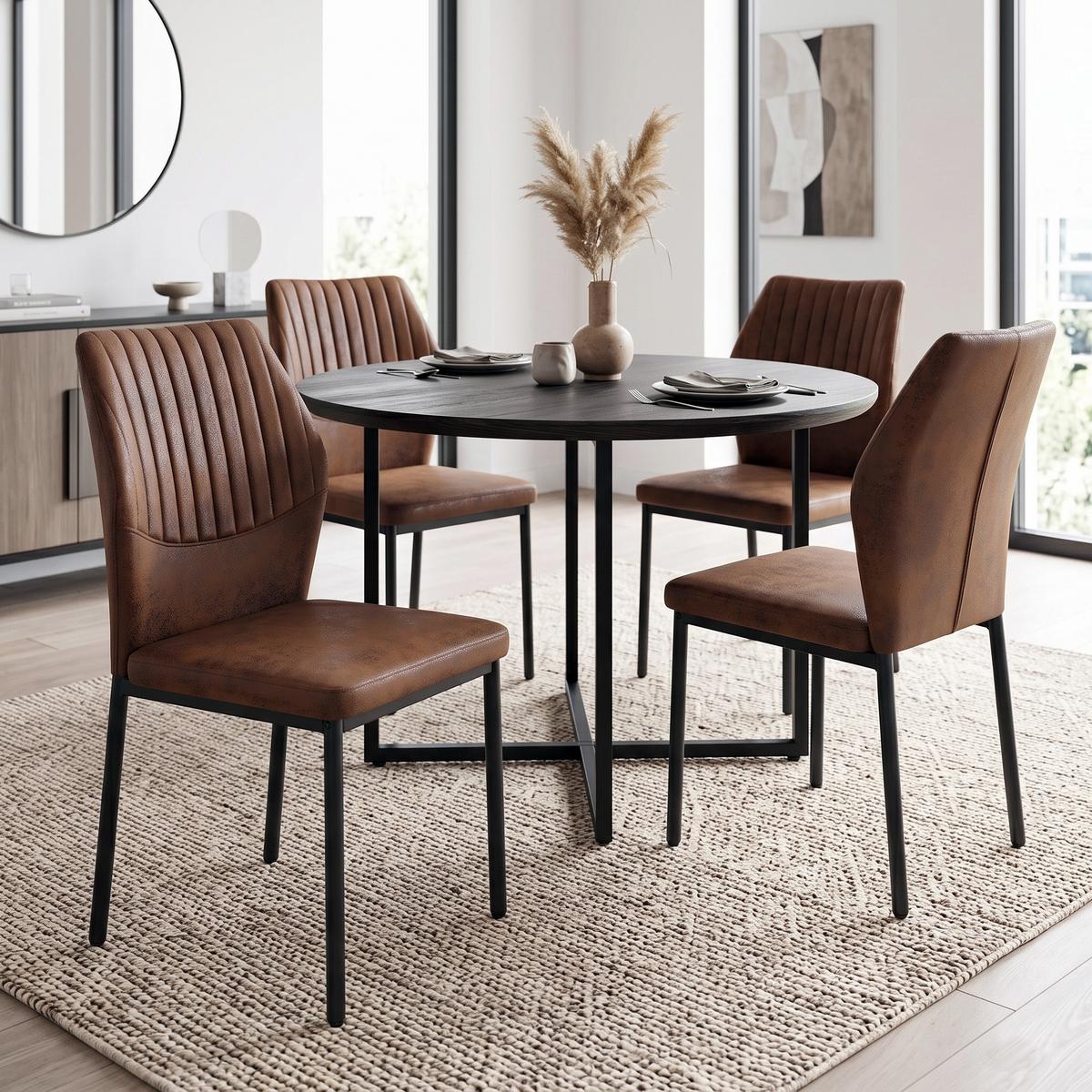 ESSZIMMERSTUHL 4er set stoff tech gepolstert metallbeine ergonomisch - Braun, Textil (43/93/42.6cm) - Urban Meuble