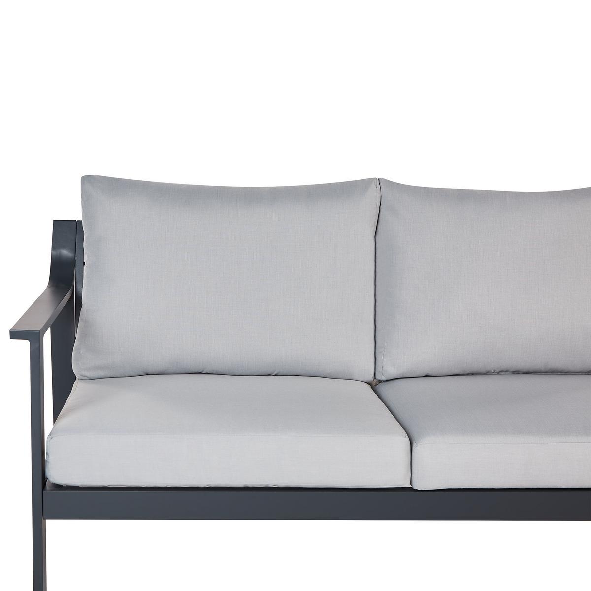GARTENSOFA 3-Sitzer Grau Kiato - Hellgrau, Metall (225/77/80cm) - Beliani