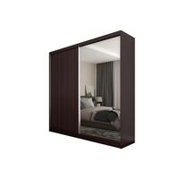 SCHWEBETÜRENSCHRANK PATRIZIA 200/216/61 cm 2-türig mit Spiegel Wengefarben - Wengefarben, Holzwerkstoff (200/216/61cm) - MASSENO