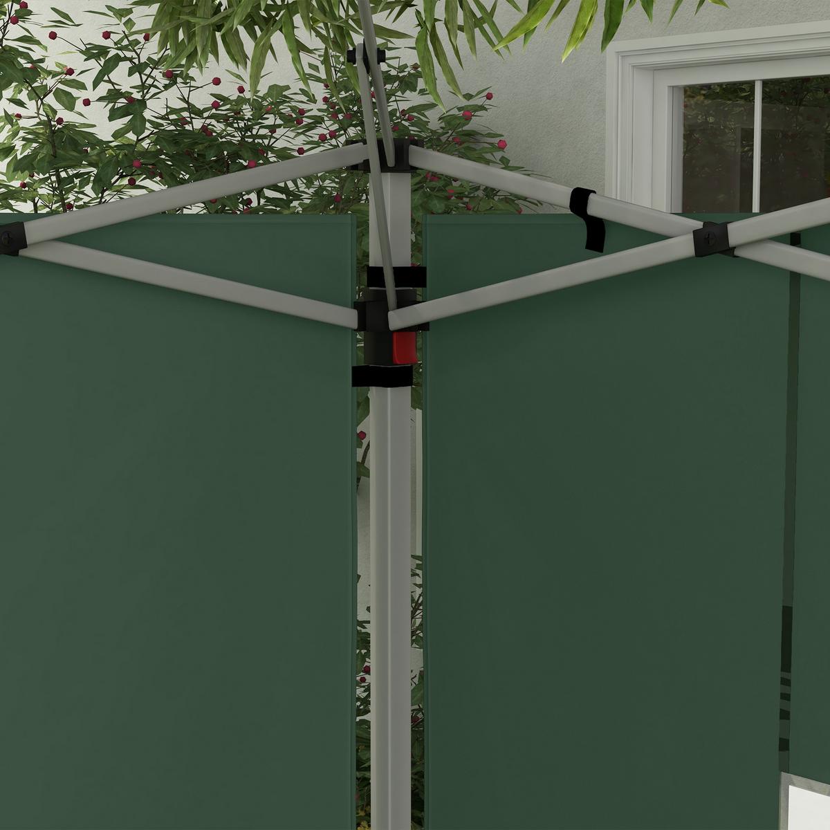 2ER-SET Seitenteile für Pavillon 3x3/3x4 m, Seitenwand mit Fenster, wasserdicht - Grün, Kunststoff/Textil (295/195/1cm) - Outsunny