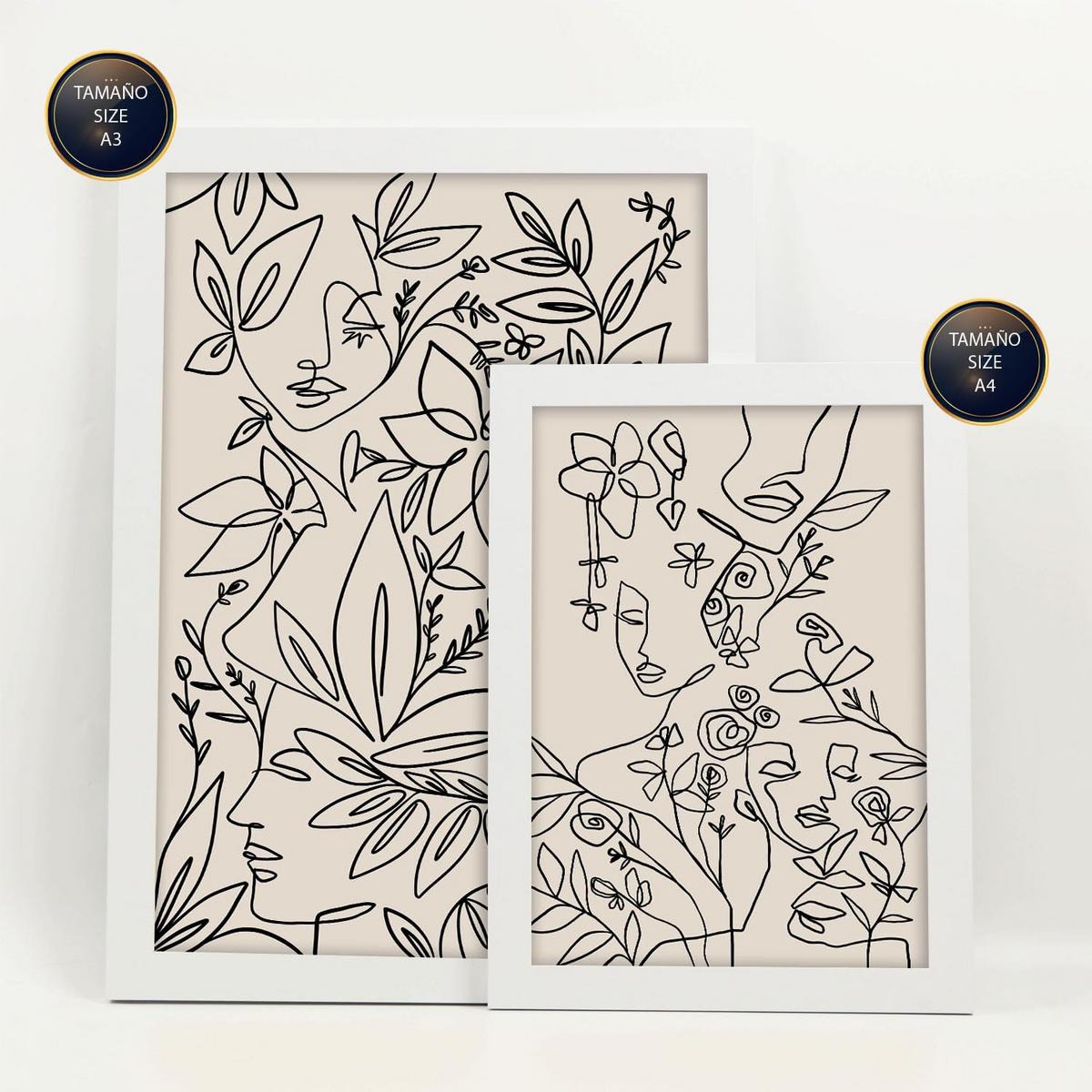 POSTER Set Mit 6 Ruffenrahmen 1 In Blume Zusammenfassung Ästhetische Dekorative Gemälde Für Ihr Wohnzimmer Schlafzimmer Zuhause A3 & A4 Weißer Rahmen - Weiß, Papier (29/3cm) - Nacnic