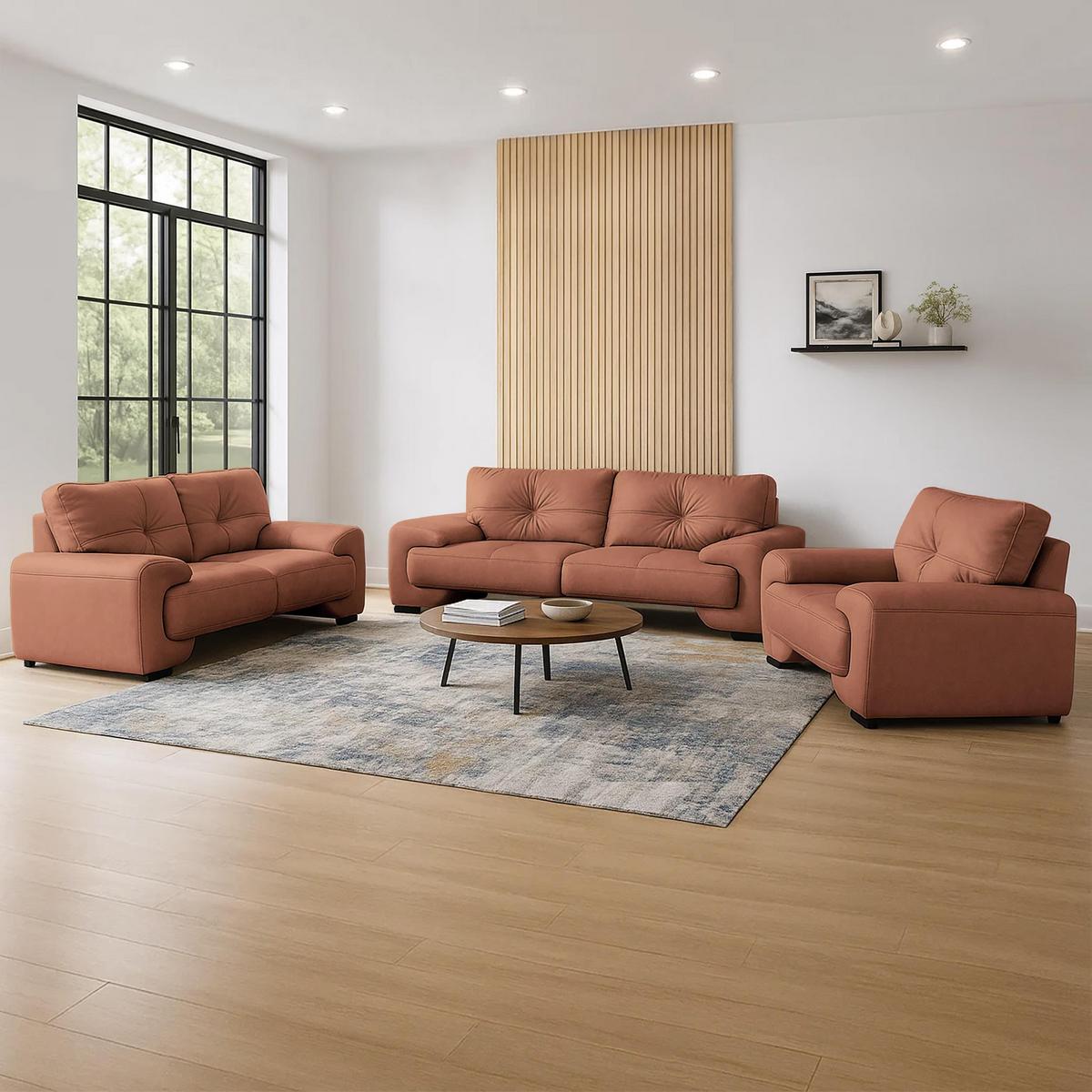 3-SITZER SOFA Omega aus Kunstleder, Dunkelorange - Dunkelorange/Schwarz, Leder (225/88/98cm) - Beautysofa