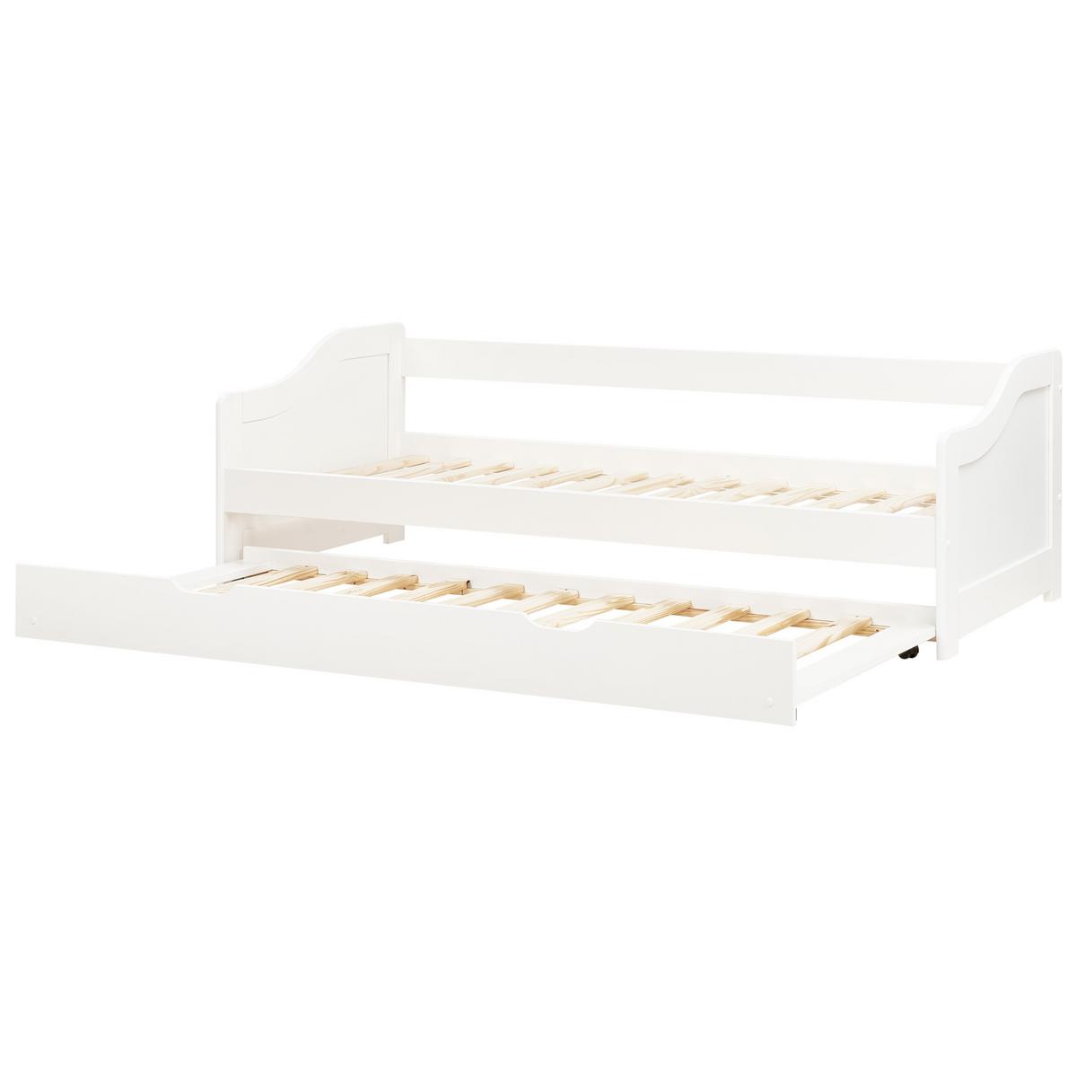 AUSZIEHBETT 90x200 cm Weiß Luneray - Weiß, Holz (90/200cm) - Beliani
