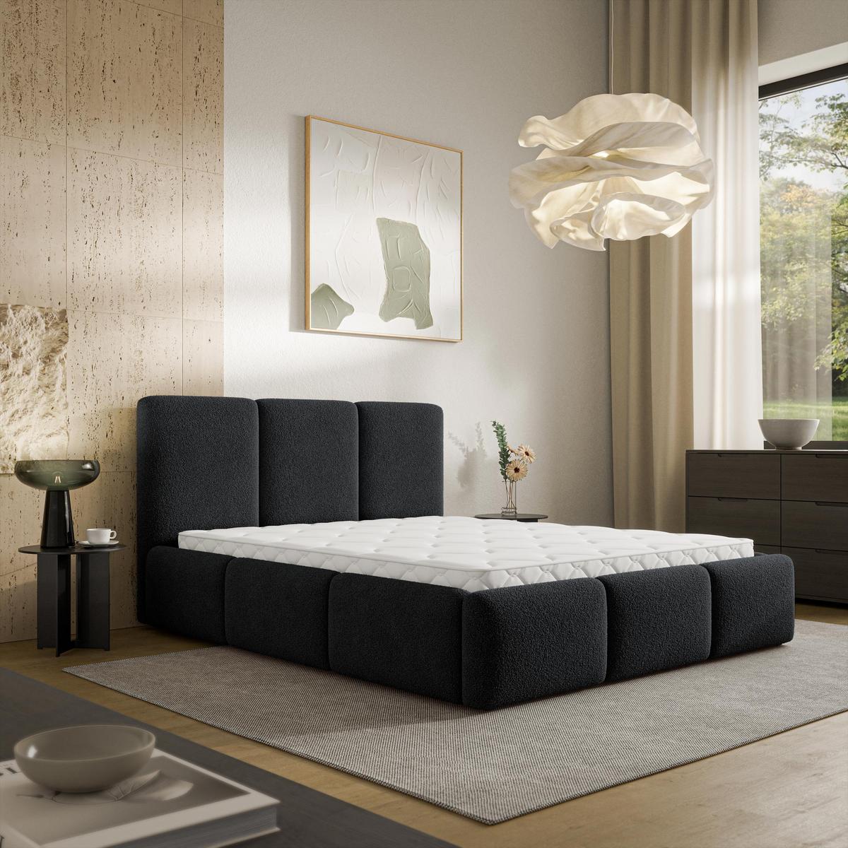 POLSTERBETT ARSIL 120x200 cm mit Bettkästen - Schwarz - Schwarz, Holz/Textil (120/200cm) - MASSENO