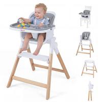 KINDERHOCHSTUHL mit Tablett grau - Grau, Holz (71/93/58cm) - COSTWAY