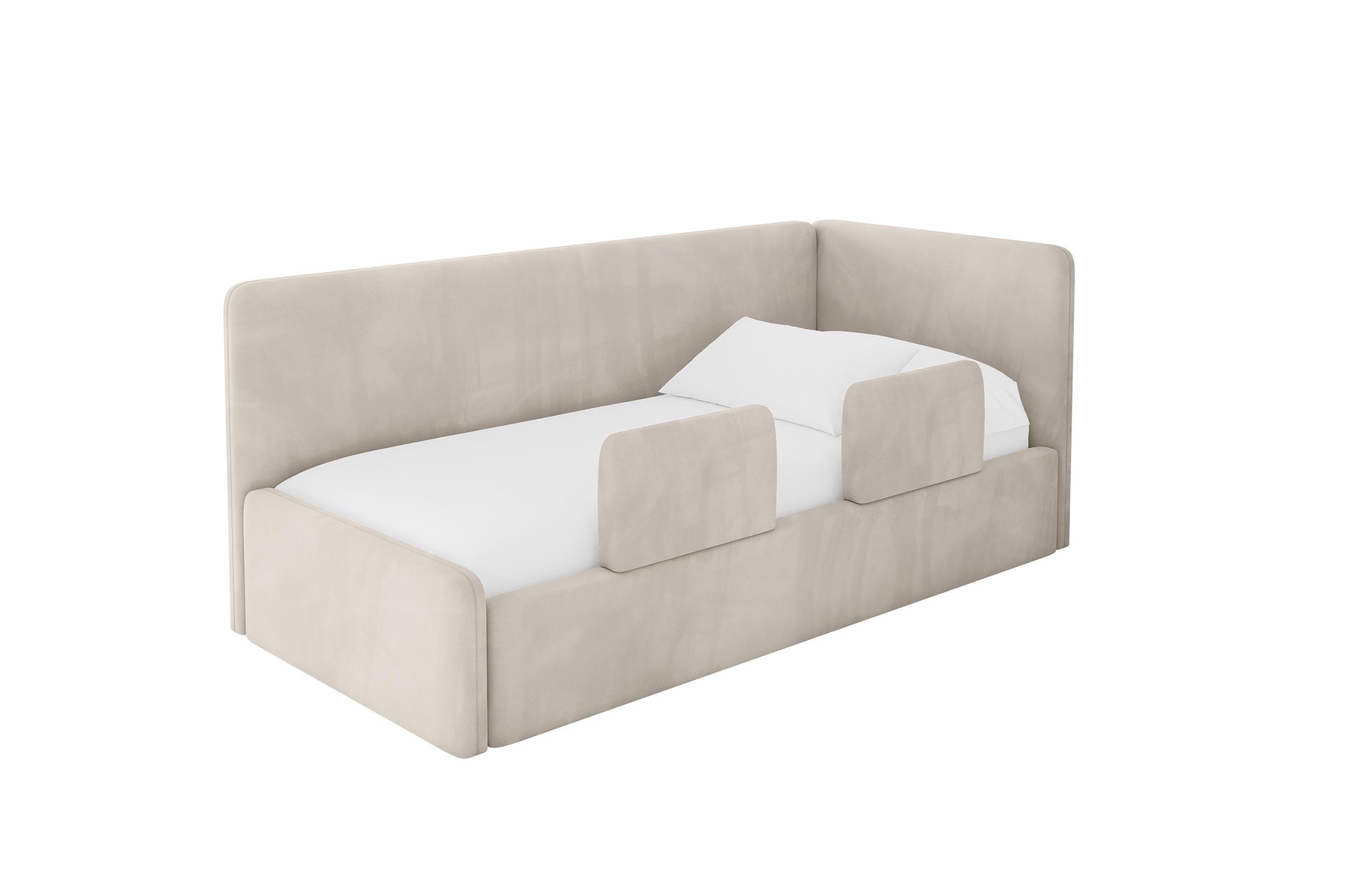 EINZELLBETT Jugendbett mit Bettkasten, Links - NORY 100x200 Beige - Ecru, Holzwerkstoff/Textil (100/200cm) - ALTDECOR