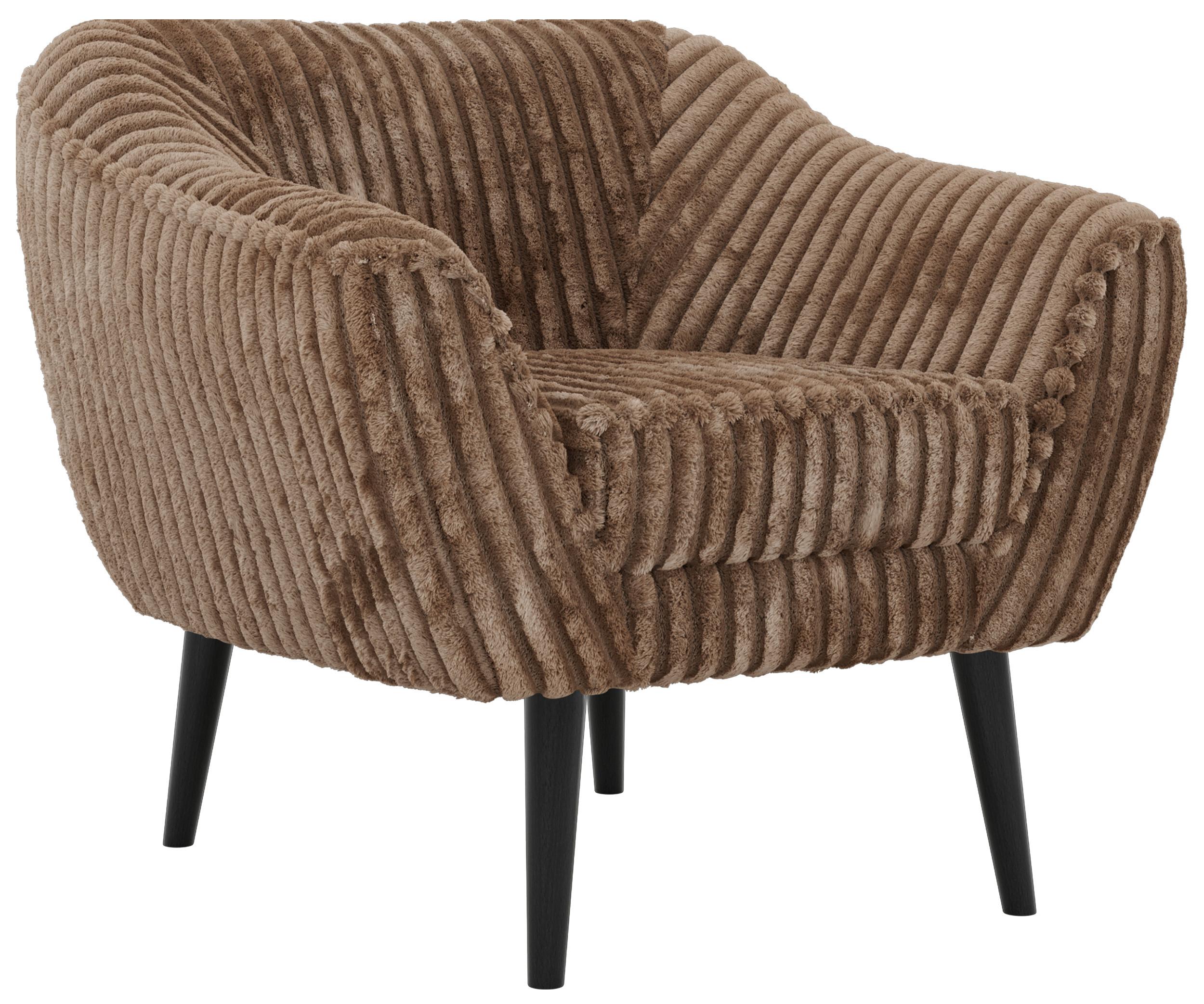 SESSEL PIRS - Braun Cord - Schwarze Beine - Schwarz/Braun, Holzwerkstoff/Textil (80/75/74cm) - MKS