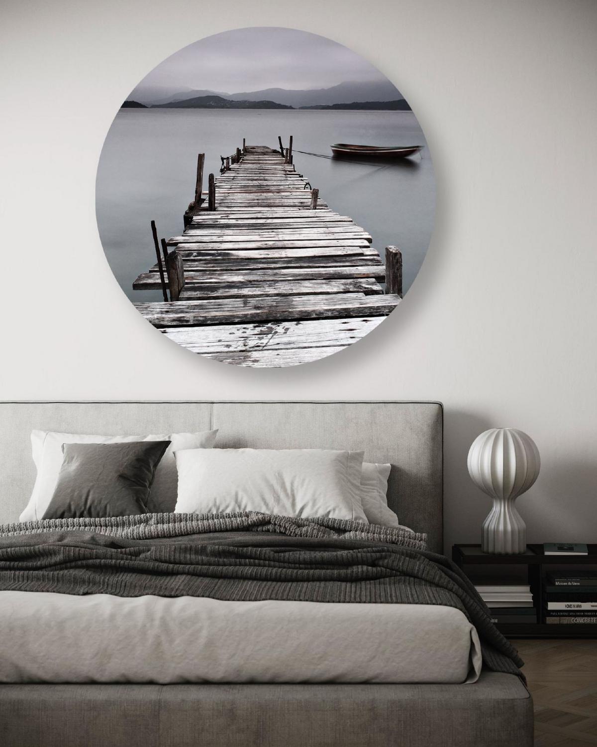 RUNDES BILD Grau 40/40 cm - Grau, Textil (40/40cm) - KUNSTLOFT
