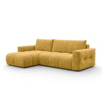 ECKSOFA VERONA 4-Sitzer links, Gelb - Gelb/Schwarz, Holz/Textil (266/173cm) - Courtois Laville