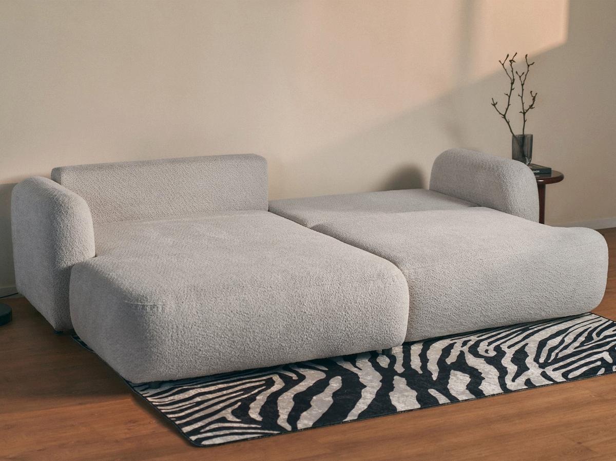 ECKSOFA Tvoya Hellgrau Bouclé - Hellgrau/Schwarz, Kunststoff/Textil (267/175cm) - Selsey