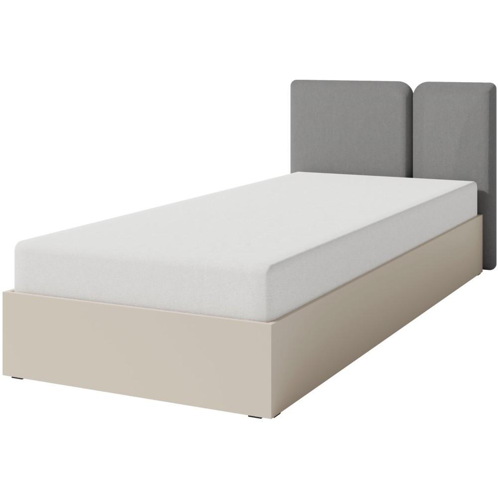 JUGENDBETT Lico mit Bettkasten, 90x200 cm, Sandbeige - Beige/Schwarz, Holzwerkstoff (90/200cm) - Beautysofa