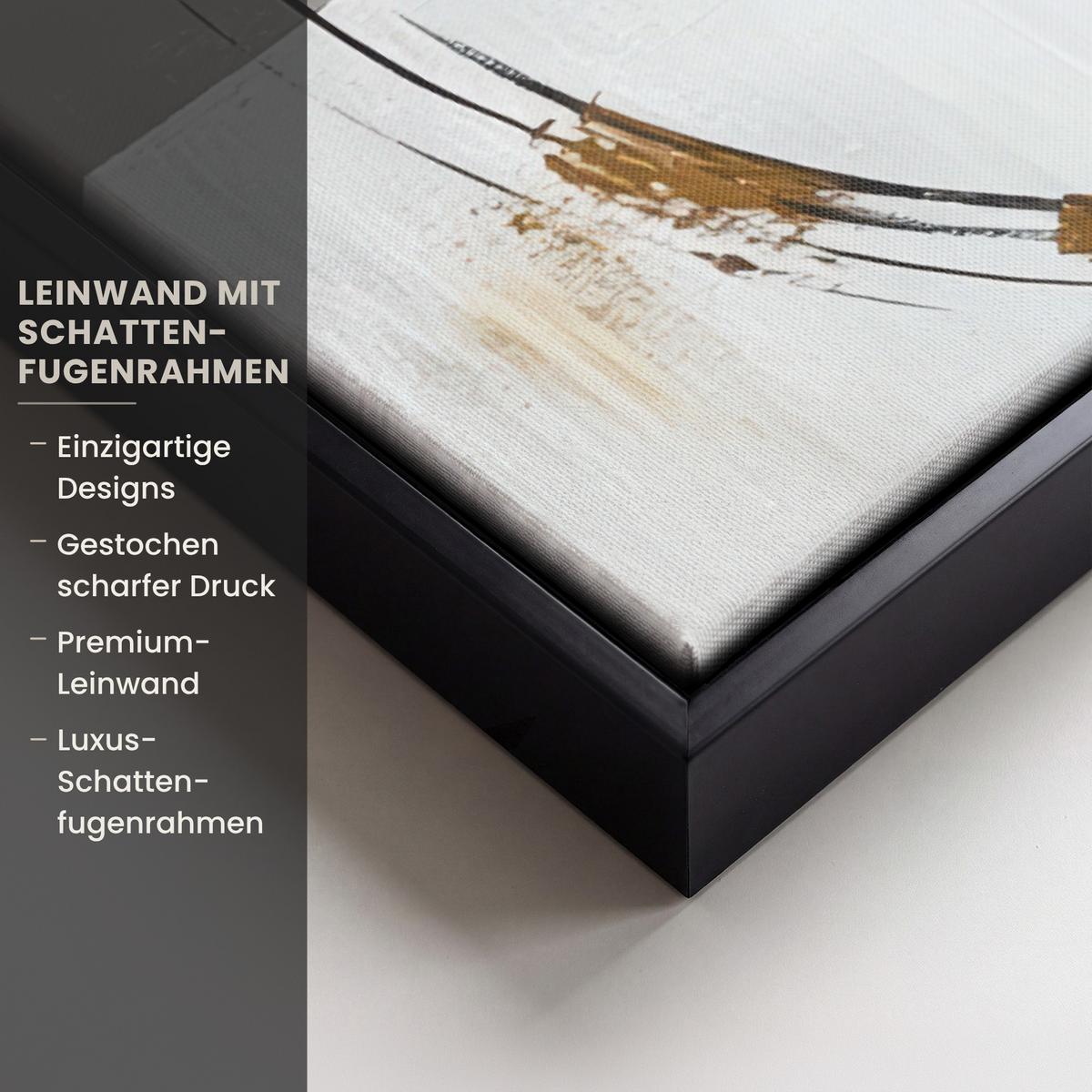 LEINWAND Bilder mit Rahmen - Abstrakt - Gold - Silber - Formen - Ästhetik - 50x50 - Multicolor, Textil (50/50cm) - MuchoWow