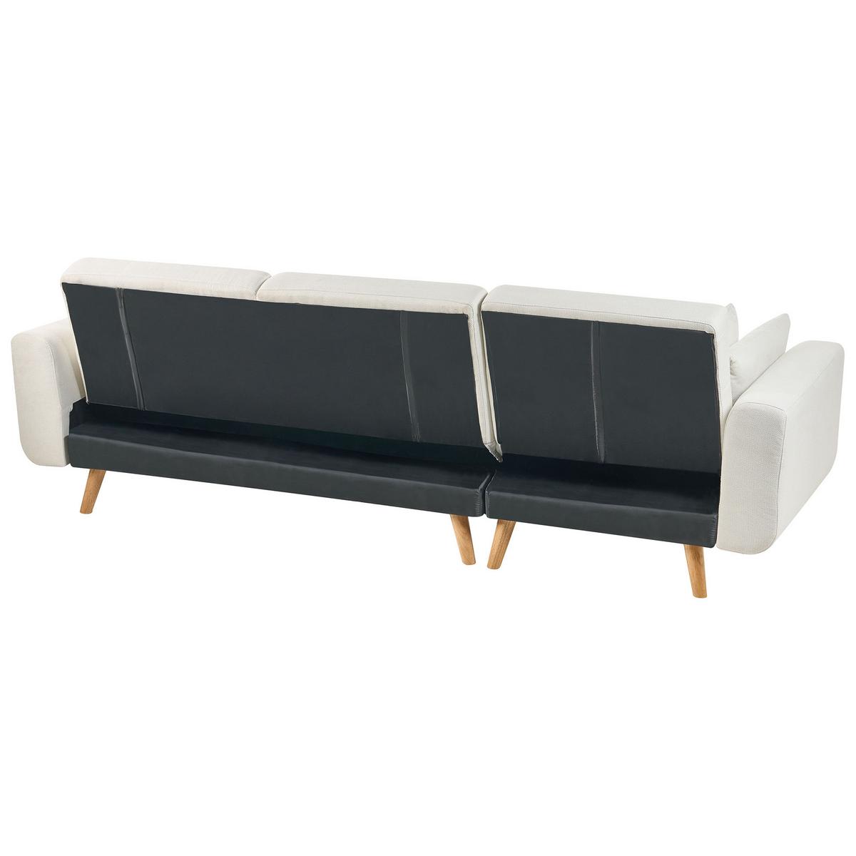 ECKSCHLAFSOFA 3-Sitzer Stoff Weiß rechtsseitig Kaarina - Hellbraun, Textil (260/152cm) - Beliani