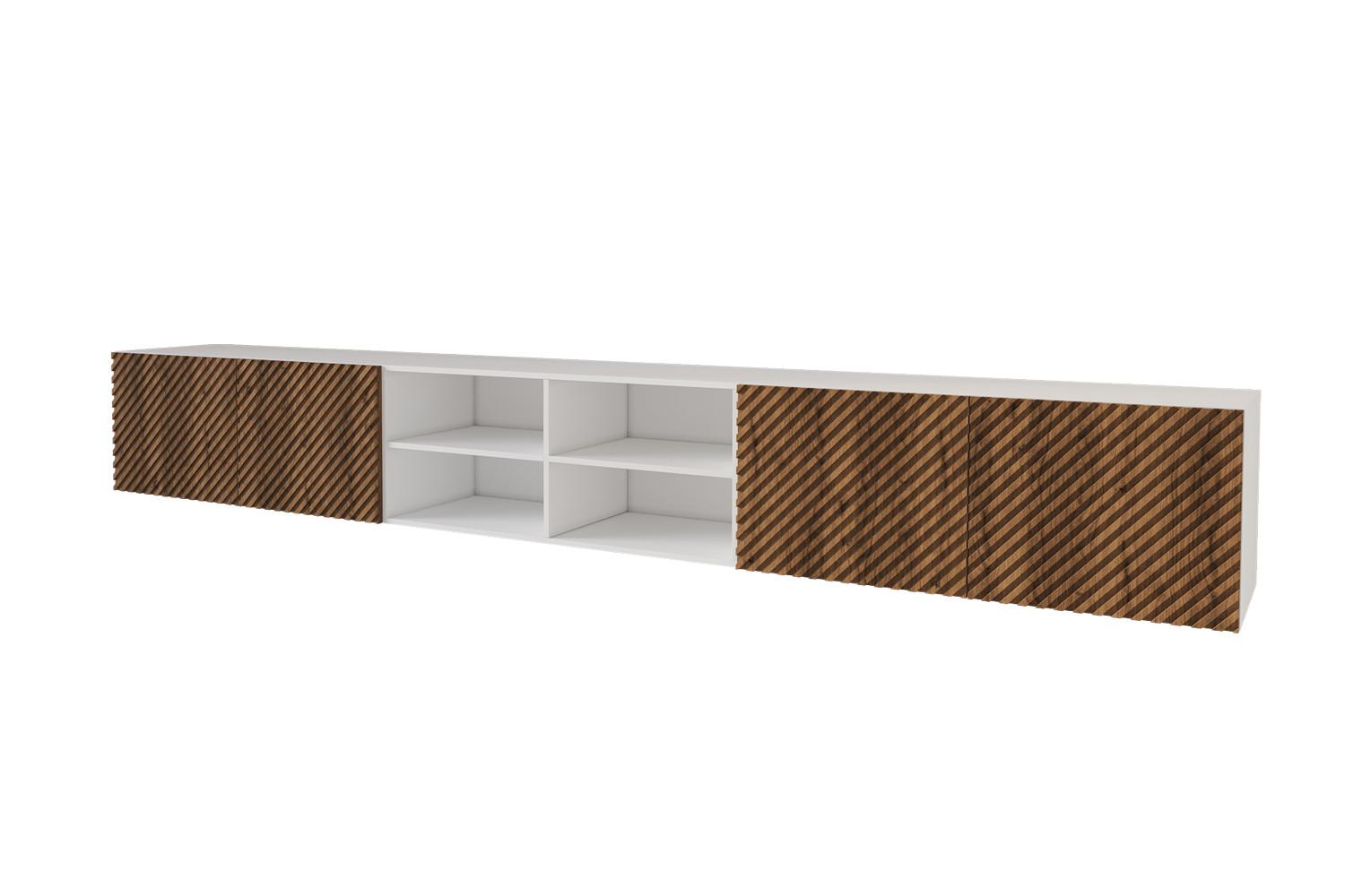 LOWBOARD ZENO-W 3x100x40x40 cm - Weiß / Katania - Eiche Wotan, Holzwerkstoff (300/40/40cm) - ALTDECOR