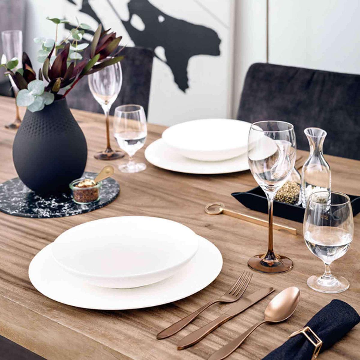 TAFELSERVICE Manufacture Rock schwarz 12-tlg. - Schwarz, Keramik (2/2/2cm) - Villeroy & Boch