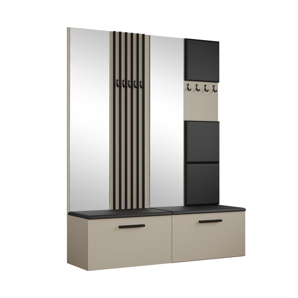 GARDEROBENSCHRANK Rosanno II Kaschmir 80,6/204/40 cm – Modern, mit Spiegel und Kleiderhaken - Beige, Holzwerkstoff/Kunststoff (80.7/204/40cm) - AX Living