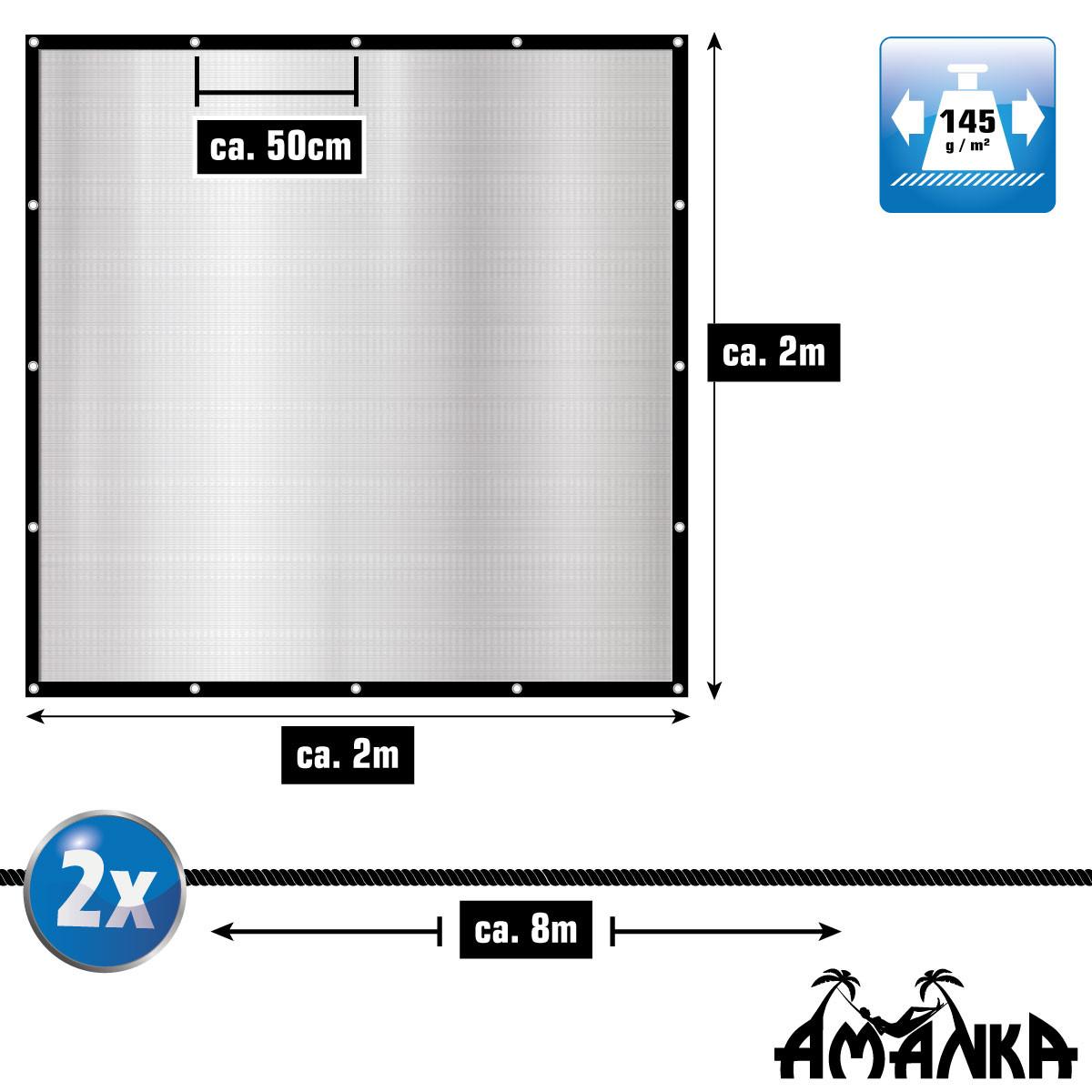 ALUMINIUM-SCHATTENNETZ 2/2 m, Silberfarben - Grau, Metall (200/200cm) - Amanka