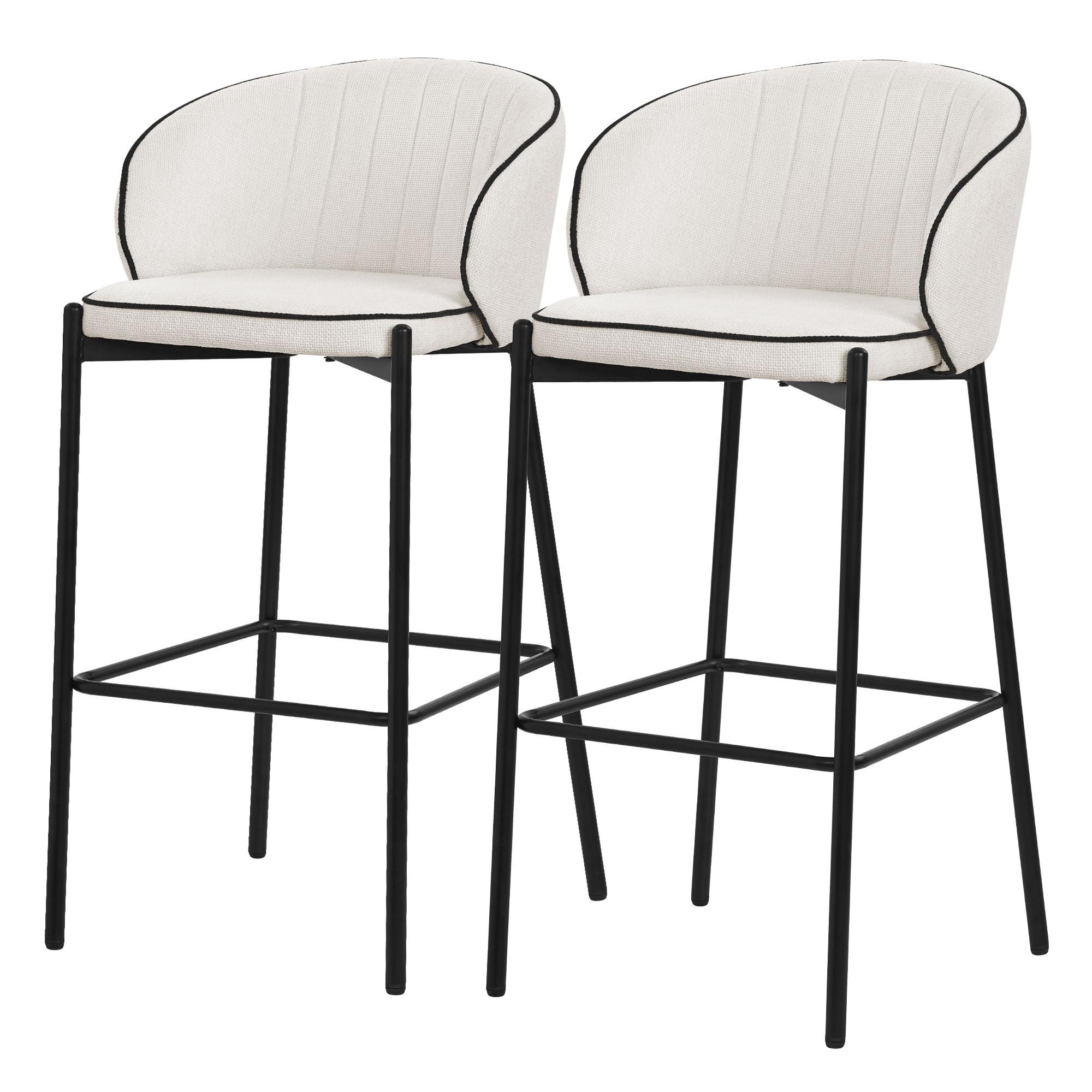 BARHOCKER 2er Set Beige mit Stoffbezug - Beige/Schwarz, Textil/Metall (50/101/54cm) - ML-DESIGN