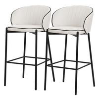 BARHOCKER 2er Set Beige mit Stoffbezug - Beige/Schwarz, Textil/Metall (50/101/54cm) - ML-DESIGN