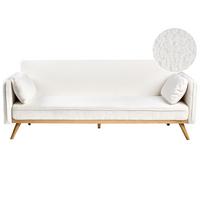 SCHLAFSOFA Bouclé Cremeweiß Asaa - Creme/Weiß, Textil (205/76/80cm) - Beliani