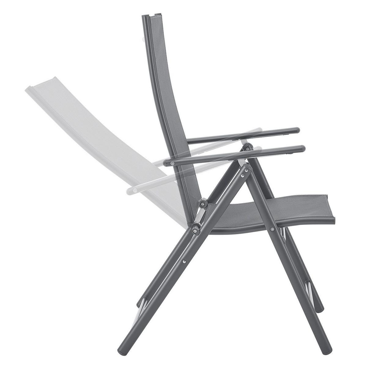 GARTENSTUHL Calena Anthrazit klappbar (2er Set) - Anthrazit, Metall (57/105/68cm) - Juskys
