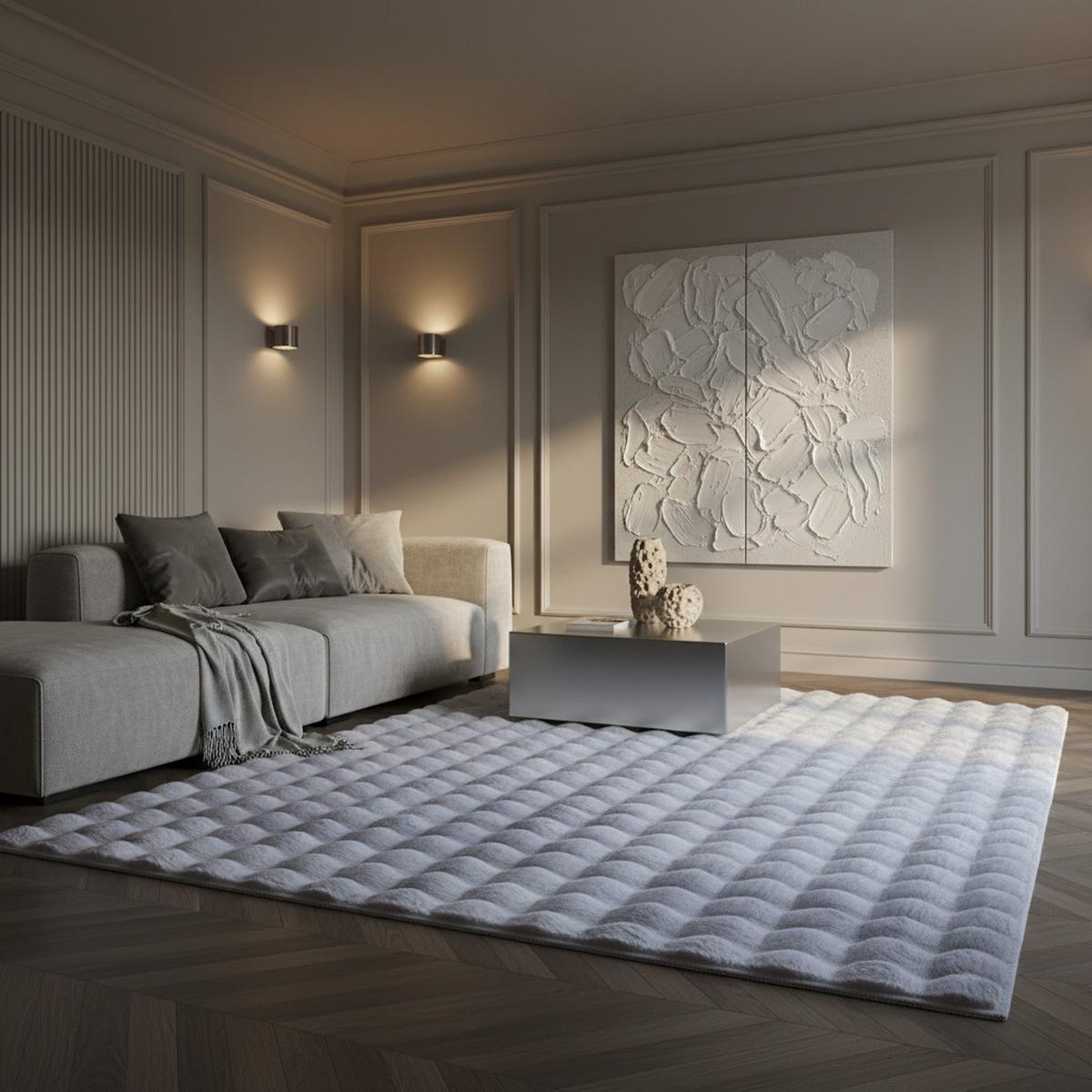 HOCHFLORTEPPICH Waschbar NAUDERS, einfarbig, Silber, 140 x 200 cm - Silberfarben, Textil (200/140cm) - KADIMA DESIGN