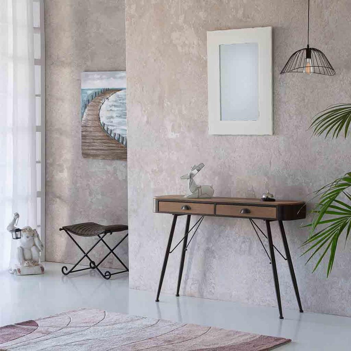 KONSOLE aus Holz und Metall 120x32x81 cm - Braun, Holz (32/120/80.5cm) - Wanderlust