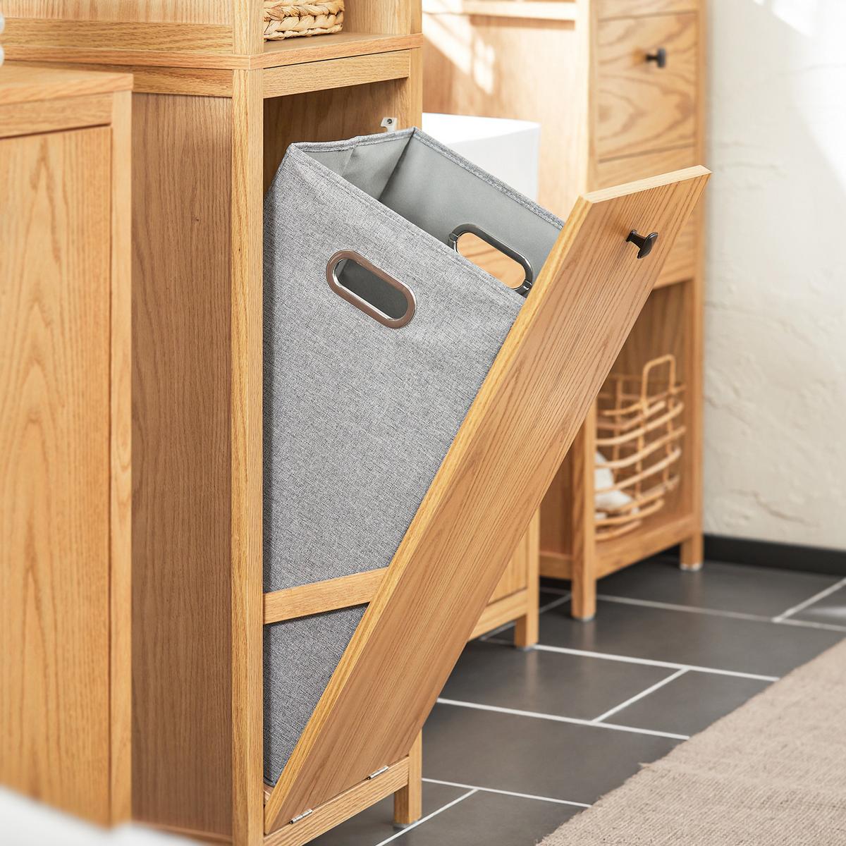 HOCHSCHRANK mit Wäschesack - Hellbraun, Holzwerkstoff (40/172/35cm) - SoBuy