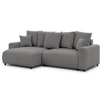 ECKSOFA Calma mit Schlaffunktion und Bettkasten im Bumpy-Design aus weichem Taupe Webstoff - Ottomane links - Taupe/Schwarz, Holz/Kunststoff (239/140cm) - S-Style