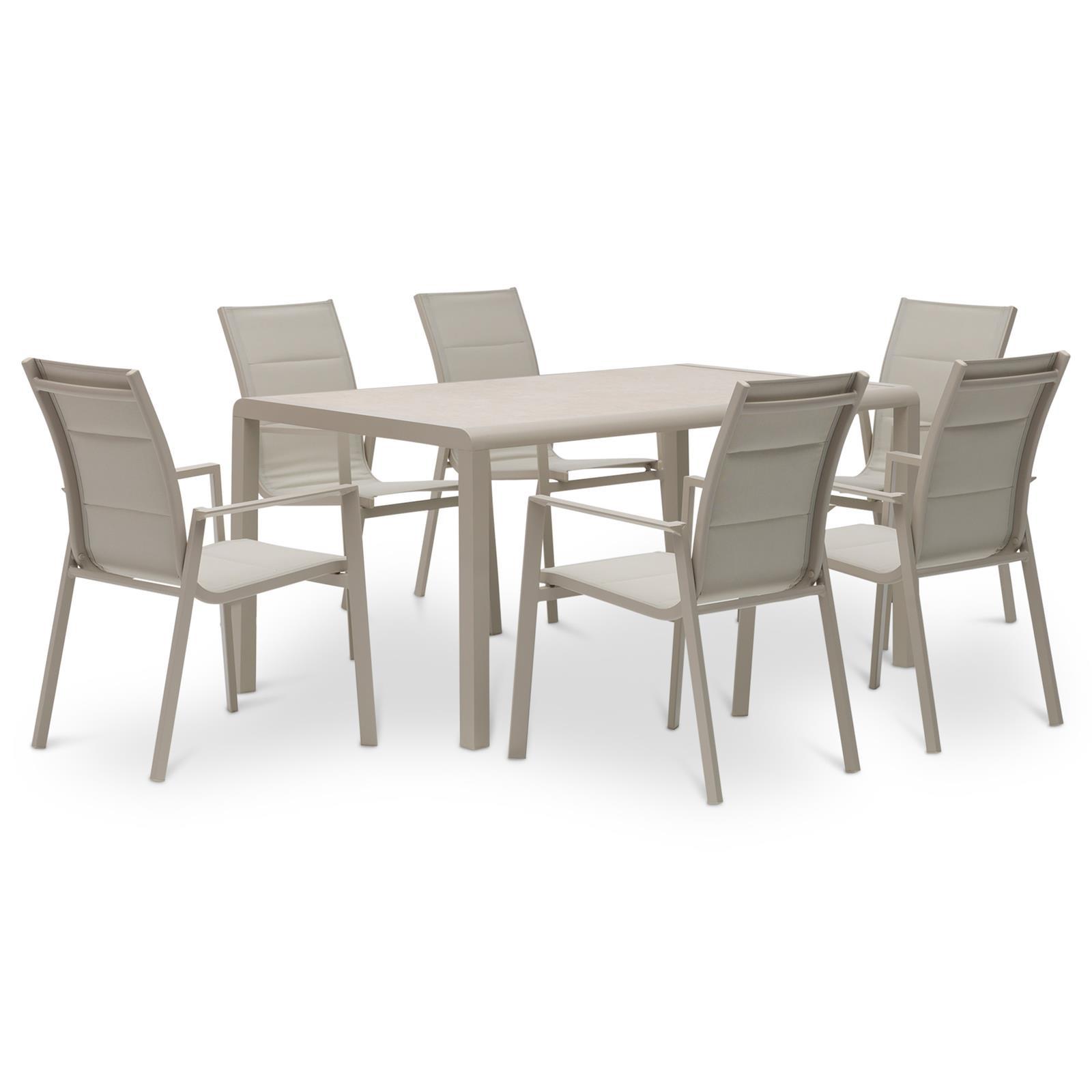 GARTENMÖBEL SET TRAPANI 7er Set champagne - Champagner, Glas/Metall - IDIMEX