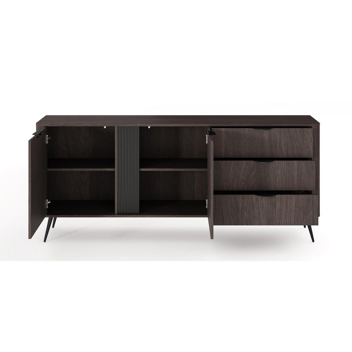 SIDEBOARD Veris Dunin-Eiche 195 cm - Dunkelbraun/Schwarz, Holzwerkstoff/Metall (195.2/81.2/38cm) - Selsey