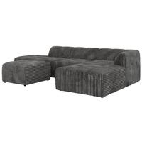 ECKSOFA GRIDA 4M L Grau Cord - Rechts - Schwarz/Grau, Kunststoff/Textil (176/335cm) - MKS