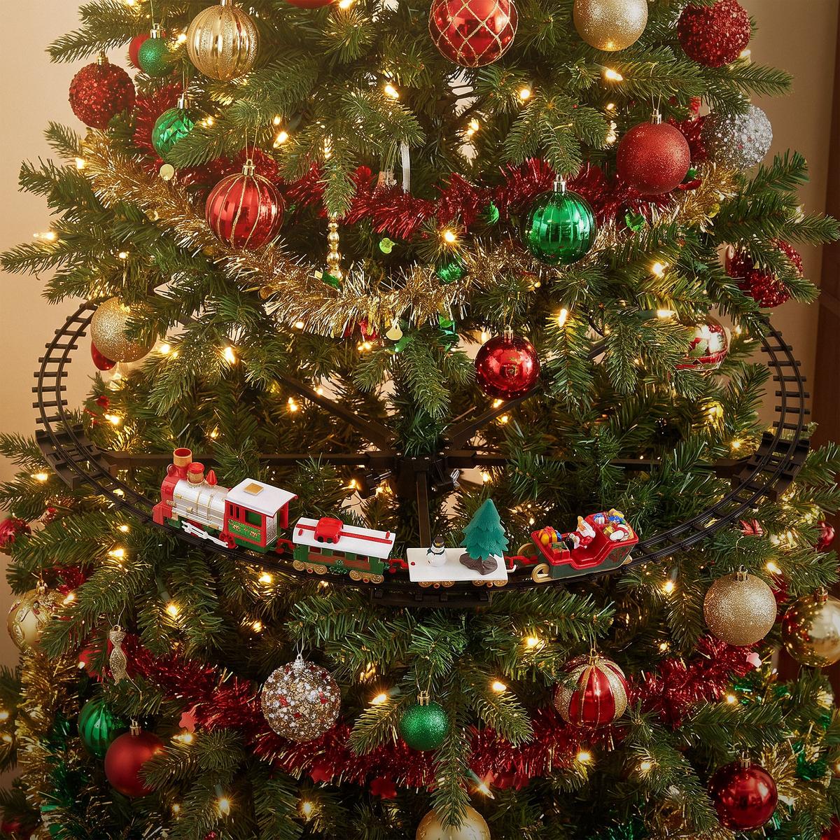 WEIHNACHTSZUG Set mit Licht & Sound Ø87,5 cm Weihnachtsdeko batteriebetrieben - Multicolor, Kunststoff (87.5/24/87.5cm) - ECD-Germany