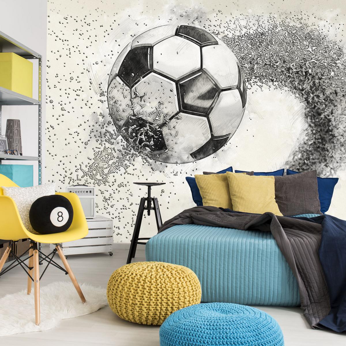 FOTOTAPETE für Kinderzimmer Abstrakter Sand Fußball Sport 200x140 - Beige/Creme, Papier (200/140cm) - Muralo