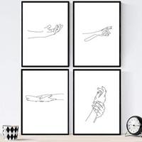 POSTER Set mit 4 Hände A3 Schwarzer Rahmen - Schwarz, Papier (29.7/3cm) - Nacnic