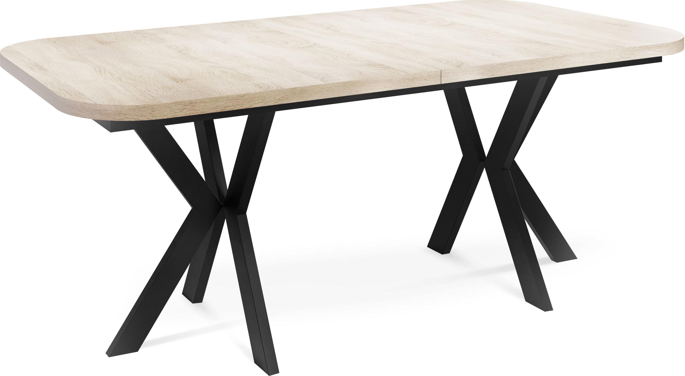ESSTISCH Olivia ausziehbar rechteckig, Sonoma Eiche 200-280/100/76 - Schwarz/Sonoma Eiche, Holzwerkstoff/Metall (100/280/76cm) - WFL GROUP
