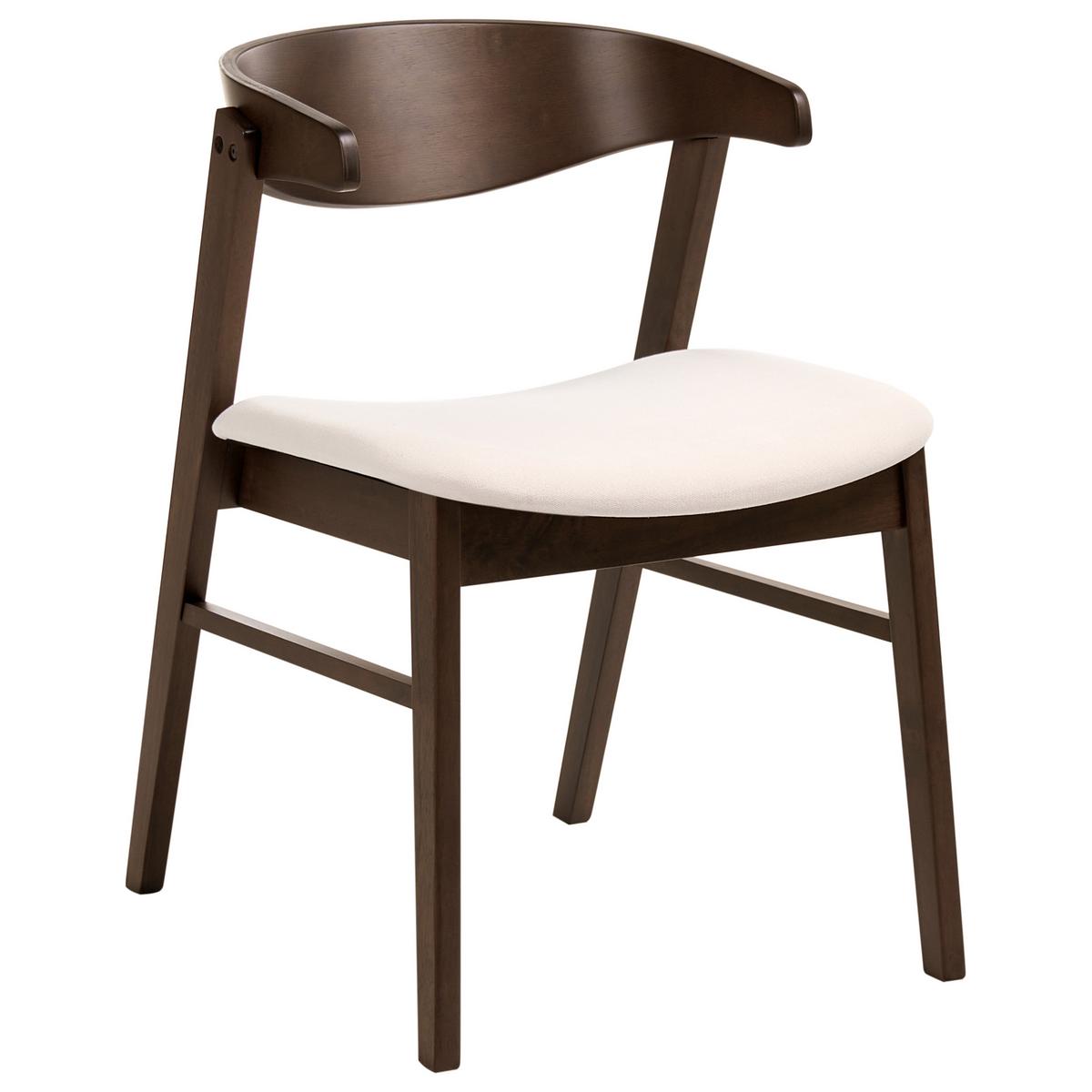 ESSZIMMERSTUHL 2er-Set Stoff Dunkelbraun/Cremeweiß Lilly - Dunkelbraun, Holz (49/73/59cm) - Beliani