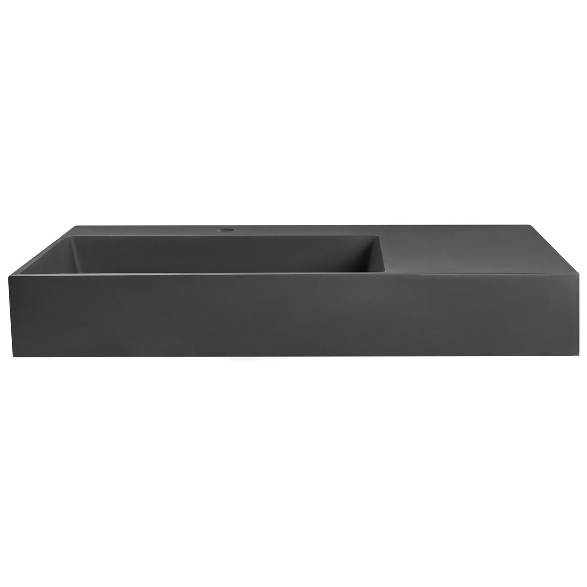 HÄNGEWASCHBECKEN Schwarz 90/48 cm Mineralguss Cusco - Schwarz, Naturmaterialen (90/13/48cm) - Beliani