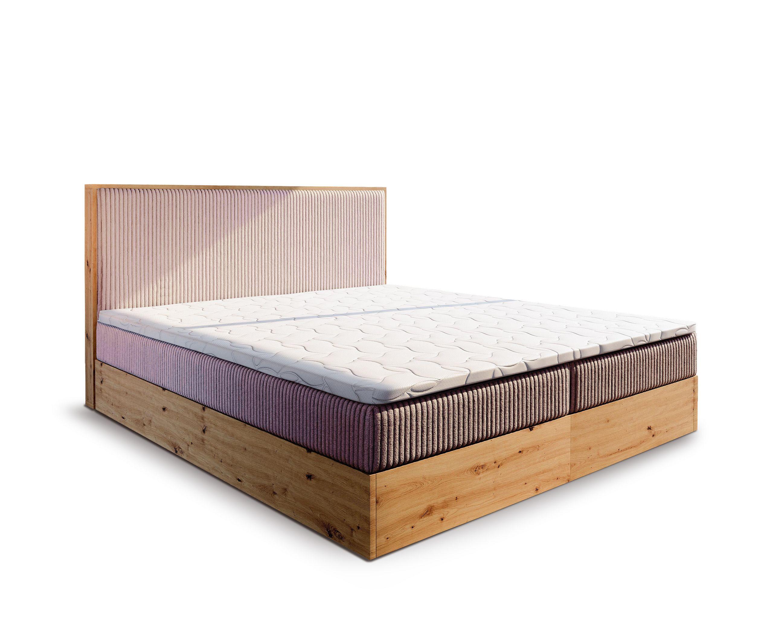 BOXBETT VERDON 160x200 cm mit Matratze und Topper - Rosa - Rosa, Holz (160/200cm) - MASSENO