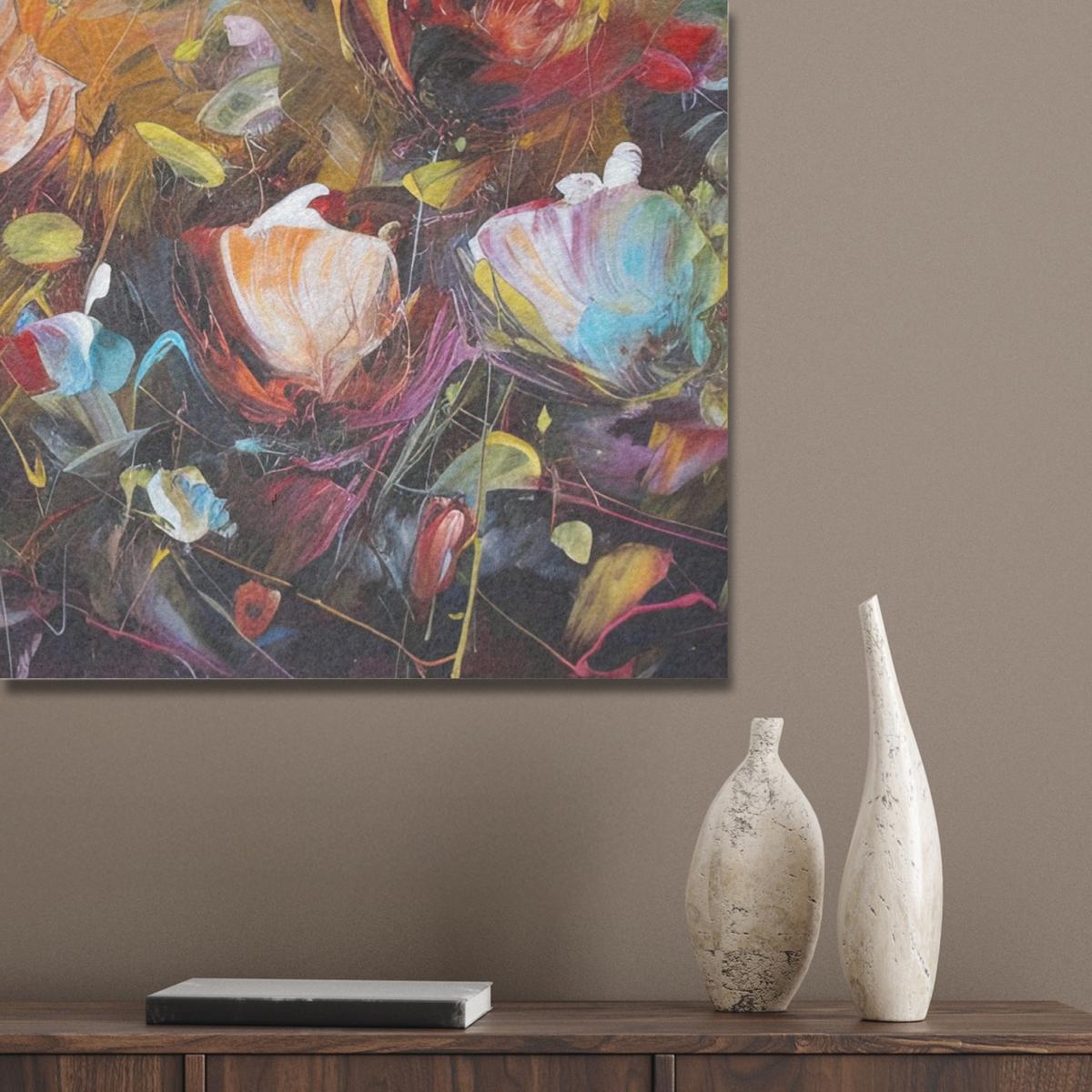 AKUSTIKBILD Blumen - Kunst - Natur - Ölgemälde Wandbilder 60x80 cm - Multicolor, Kunststoff (60/80/0.9cm) - MuchoWow
