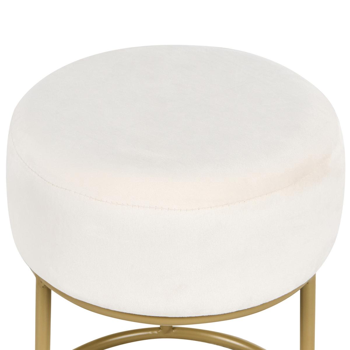HOCKER Samtstoff Cremeweiß Delco - Weiß, Textil (35/40/35cm) - Beliani