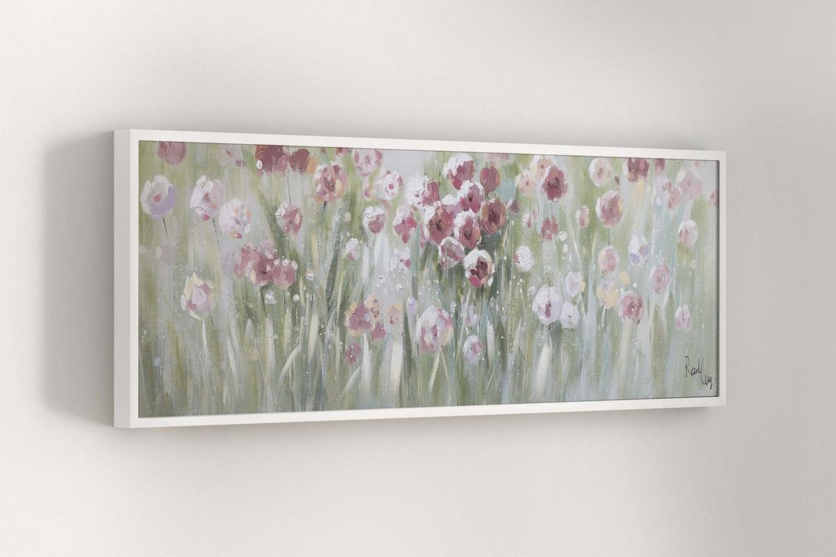 ACRYLBILD HANDGEMALT 150/50 cm - Pink/Grün, Holz/Textil (150/50cm) - KUNSTLOFT