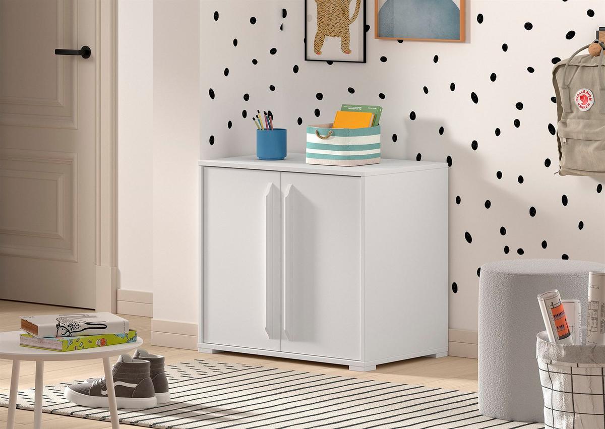 KOMMODE Keelia Weiß Melamin 2 Türen Stauraum - Weiß, Kunststoff (68/62/43cm) - 58aufmkessel