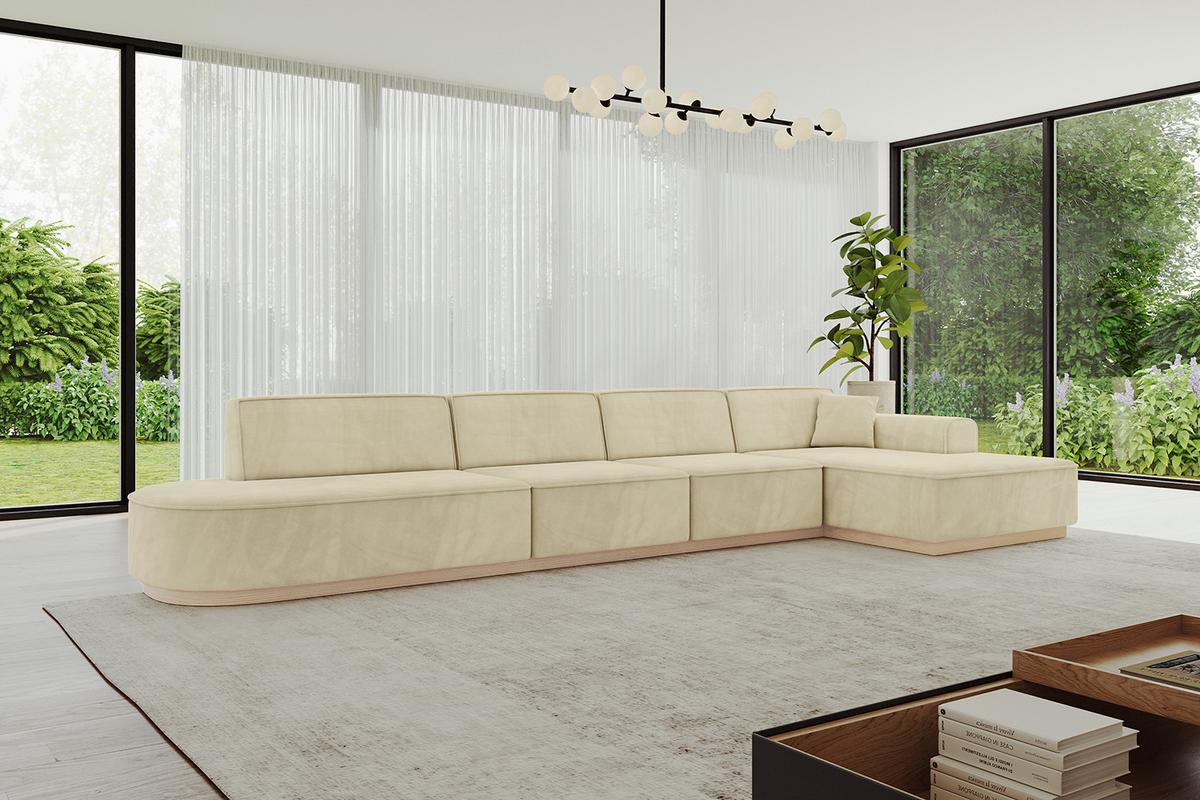 ECKSOFA Ottomane Rechts IREA-L3 - 412x165x80 cm Beige - Taupe, Holzwerkstoff/Textil (412/165cm) - ALTDECOR
