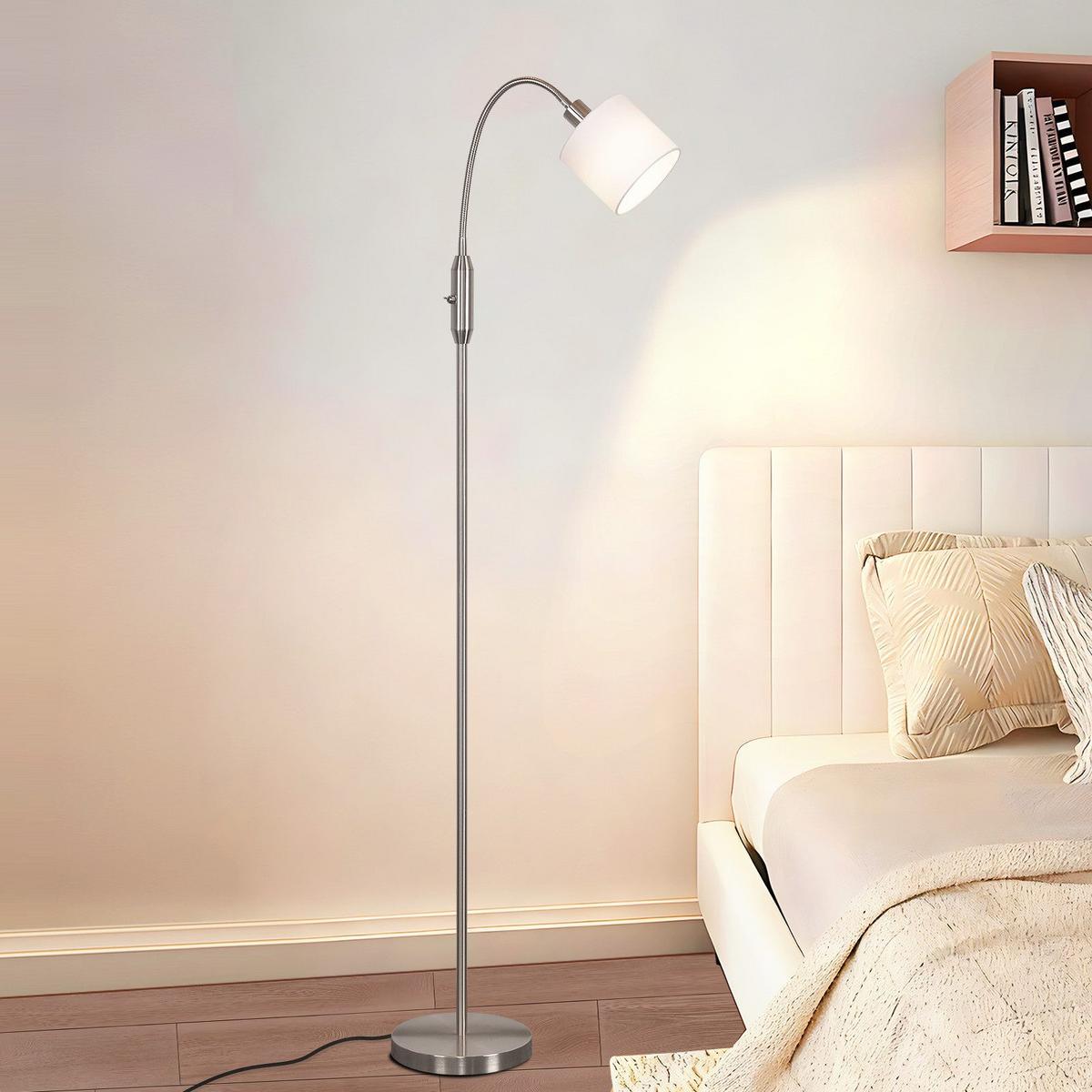STEHLAMPE Seraphina 12/12/163 cm - Silberfarben, Textil/Metall (12/12/163cm) - ZMH