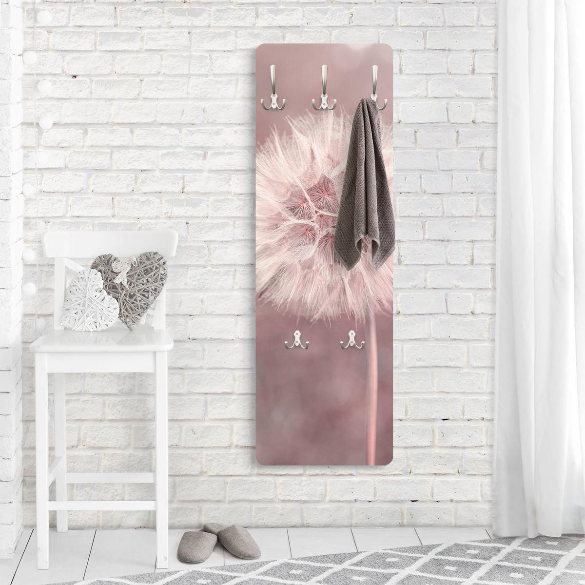 WANDGARDEROBE - Pusteblume Bokeh rosa 34/105 cm - Rosa, Holzwerkstoff (34/105/1.6cm) - Bilderwelten
