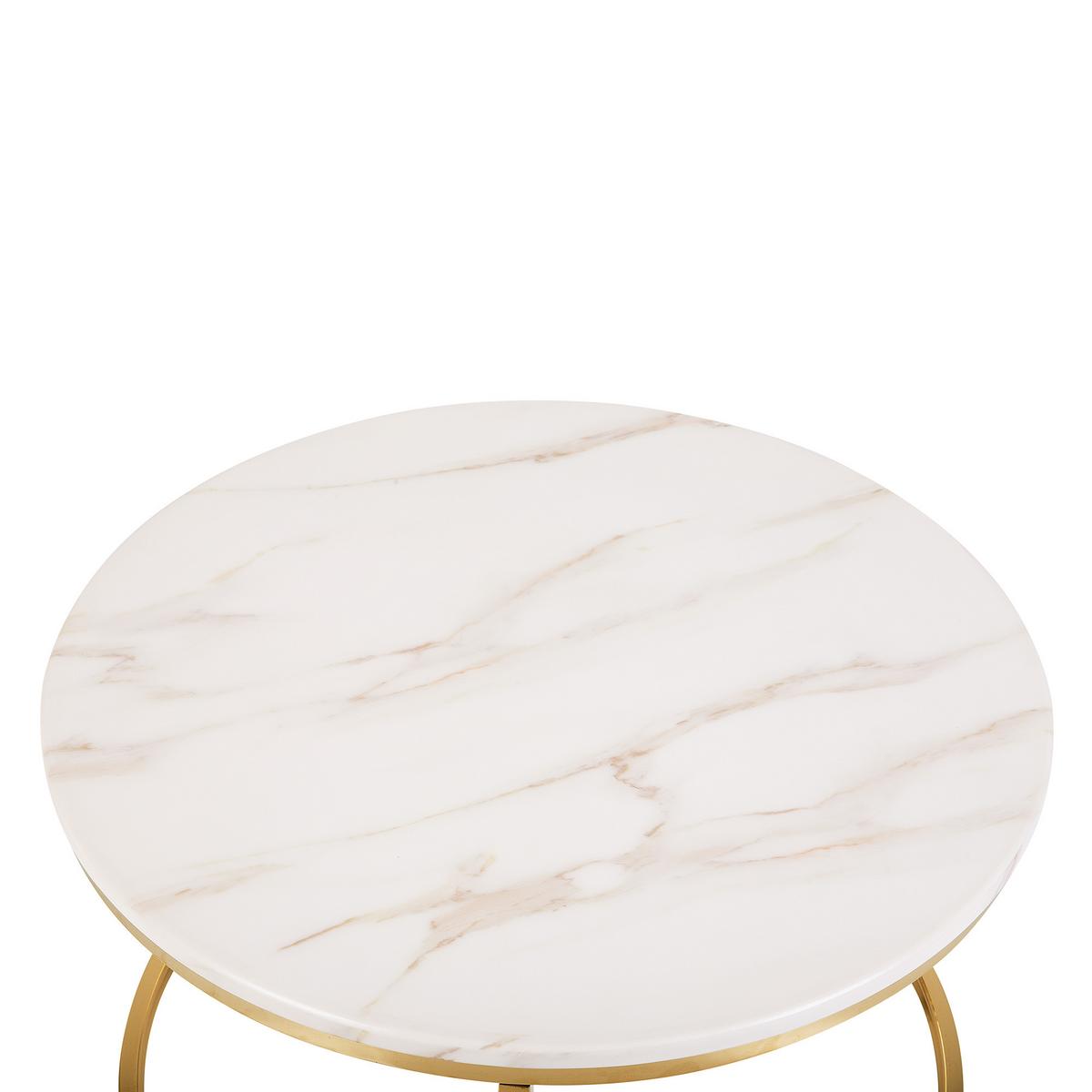 COUCHTISCH Marmor Optik beige/gold 70 cm Coral - Beige/Goldfarben, Metall (70/70/43cm) - Beliani